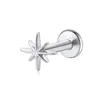 Pendientes de Estrella de Ocho Puntas de Plata de Ley S925 con Diseño de Espiral Interno para Mujer, Estilo Transfronterizo Popular Europeo y Americano, Clavijas para Perforación de Hélice de Oreja con Base Plana