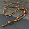 Collar de Xizang Más Vendido Versátil para Hombres y Mujeres Estilo Étnico Vintage Cadena de Lana Accesorios para Ropa Larga de Algodón y Lino Viaje de Madera