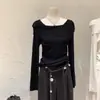 Novo suéter de malha feminino com design único, moda de alta qualidade, nova camisa básica chic de manga longa estilo coreano