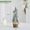 Arreglo de escritorio pequeño de Pe Scene de cedro Decoraciones navideñas de moda Adornos Árbol de Navidad Mini nevada flockada