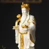 Estátua Dourada Banho de Ouro com Revestimento em Pó Cor Marfim do Deus da Riqueza Buda para Atrair Riqueza, Artesanato Decorativo para Entrada de Hall de Sala de Chá de Escritório em Casa