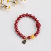 Pulseira Atacado Top de Linha Cinábrio Natural Banhada a Ouro Cobre Pixiu da Sorte Mineral Bruto Areia Dourada Roxa Pulseira Estilo Chinês Pulseira Feminina