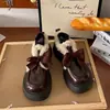 Zapatos de mujer con suela gruesa, estilo plataforma, adornados con lazo, forrados de felpa, nuevos mocasines Otoño/Invierno 2026, cálidos y cómodos, de algodón, modernos
