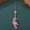 Brocado de Canción Accesorios Conejo Corriendo Cadena para Teléfono Colgante Llavero Correa Adorno Terminado DIY Regalo Navideño Mayoreo