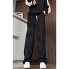 Pantalones de pana teñidos anudados rectos holgados nuevos para hombre Primavera y Otoño 2025 Pantalones de pierna ancha modernos Pantalones casuales modernos de talla grande para hombre
