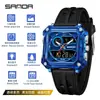 El Nuevo Reloj Electrónico de Sanda es un Éxito Transfronterizo, Reloj Estudiante Multifuncional Resistente al Agua, Reloj Deportivo Transparente Cuadrado Resistente al Agua para Hombres y Mujeres