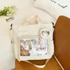Lindo Bolso Cruzado para Estudiante Universitario Bolso Estilo Universitario para Mujer Transparente Color Sólido Bolso Hinchado Dolorido Gran Capacidad Bolso de Hombro para Estudiante de Secundaria Trendy