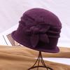 Sombrero de Madre de Ala Ancha a Prueba de Frío para Otoño e Invierno, Versátil y Cálido, Decoración de Girasol de Flor de Cuatro Hojas para Personas de Mediana Edad y Mayores