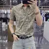 Artículos Europeos 2024 Verano Nuevo Marca de Alta Gama de Moda para Hombre Camisas de Manga Corta sin Planchar Casual Estampado Floral Juvenil