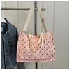 2025 Nova Bolsa de Ombro Estilo Coreano Cor Lisa Simples Casual Bolsa de Veludo Cotele Grande Capacidade Bolsa Tote Texturizada para Aula e Trabalho