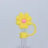 Tapa de Silicona con Forma de Flor para Popote de Vaso Térmico, Topper Reutilizable para Popote con Cordón, Rosa Blanco Verde Amarillo, Accesorios para Botella de Agua