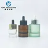 En stock 15 ml30ml50ml hombro plano fondo grueso redondo recto botella de esencia anillo de cabeza grande gotero de vidrio botella de aceite esencial material de embalaje
