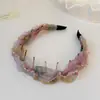 Diadema Plisada con Dientes Antideslizante para Adelgazar la Cara con Pedrería Floral Estilo Suave de Lujo Ligero Diadema Versátil de Temperamento