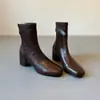 Botines elásticos de cuero genuino para mujer, con interior que aumenta la altura 6CM, punta cuadrada, tobillo elástico, nuevos botines versátiles y ajustados 2026, Botas Martin