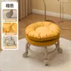 Taburete Pequeño para el Hogar con Ruedas Giratorias, Taburete Bajo con Ruedas, Taburete Redondo Pequeño Móvil con Cojín Suave para Adultos, Adecuado para la Entrada