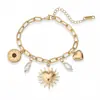 Pulsera de Acero Inoxidable Aogu Moda Transfronteriza Personalizada Chapada en Oro de 18 Quilates Colgante de Corazón y Flor Joyería de Mano Única Versátil Nueva