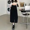 Saia Midi Jeans de Cintura Alta com Fenda para Mulheres, Nova Saia Evasê que Cobre o Quadril para Outono/Primavera 2026, Ideal para Baixinhas
