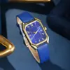 Novo Relógio Quadrado Feminino Casual Moda Couro Ladies Negócios Quadrado Quartzo Estilo Coreano Pedraria Joia Relógio Conjunto