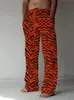 Pantalones Sueltos de Verano para Hombre con Estampado de Tigre, Pantalones de Playa Casuales, Cordón en la Cintura y Bolsillo, Pantalones Rectos a Cuadros