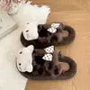 2026 Lindas y a la moda pantuflas estilo Mary Jane para otoño/invierno con lazo, nuevo diseño de media pantufla con forro de felpa temática de gato, pantuflas cómodas de suela gruesa con forro esponjoso
