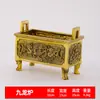 Brasero Cuadrado de Bronce con Nueve Dragones y Doble Asa de Latón para Decoración de Hogar, Oficina, Tienda, Ofrenda de Bendición, Quemador de Incienso de Latón
