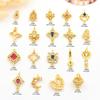 Novo Ouro Antigo Micro-incrustado Cor Zircônio Duplo Pendurado Conexão Anel Duplo Brincos Extensão Diy Corda Pulseira Frisada Jóias