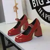 9613-2 Estilo Francés Moda Tacón Grueso Zapatos de Mujer Punta Cuadrada Escote Bajo Correa Única Plataforma Impermeable Tacón Súper Alto Zapatos de Salón Mujer