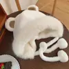 Chapéu de Urso de Pelúcia para Mulheres com Cachecol Integrado, Protetor de Pescoço com Forro de Fleece, Chapéu de Inverno Versátil para Clima Frio, Ciclismo e Proteção Auricular