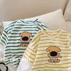 Conjunto de Dos Piezas para Bebé Camiseta de Manga Larga Estilo Otoño Unisex Camiseta Básica para Niños Primavera y Otoño Nuevo Conjunto de Otoño para Bebé Top Rayado