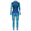 Macacão com Estampa de Pena de Pavão Transfronteiriço Europeu e Americano 2026 Roupa de Performance Bodysuit de Festa