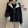Jaqueta Cardigan Xadrez Falsa de Duas Peças Retrô para Mulheres 2026 Outono Novo Estilo Coreano para Mulheres Plus Size Jaqueta A7515