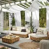 Sofá de Exterior, Móveis de Lazer em Rattan para Pátio, À Prova d'Água e Resistente ao Sol, Mesa de Centro para Varanda Aberta, Móveis de Jardim, Terraço de Pousada