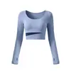 Conjunto de Ropa Deportiva para Mujer de Bloques de Color, Corto, Manga Larga, Cintura Alta, para Yoga y Ejercicio, Ropa de Fitness Elástica