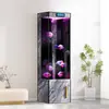Aquário Vertical de Chão para Sala de Estar, Pequeno e Médio Porte, Filtração Traseira Integrada, Produção de Oxigênio, Vidro Ultra-Branco, Sem Borda