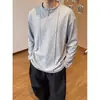 Otoño 2026 Nuevo Hombre Algodón de Alta Calidad 270g Patchwork Americano Cuello Henley Talla Grande Manga Larga Camiseta Superior