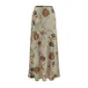 Falda Larga de Verano Nueva Moda Estilo Resort Francés Floral Ajustada al Cuerpo Falda Cola de Pescado Cintura Alta Delgado para Mujer