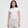 Camiseta Henley de Manga Corta Ajustada para Mujer, Camiseta de Verano Ribeteada Adelgazante para Yoga Fitness