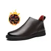 Botas Chelsea Masculinas de Inverno em Veludo Quente Botas Curtas de Cano Alto Sapatos de Couro Estilo Britânico Botas Masculinas de Cano Médio