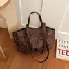 Comércio exterior estampa de leopardo outono e inverno novo transfronteiriço camurça moda estilo casual diário bolsa tote de ombro e mão para o trabalho