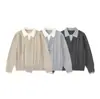 Yidao Vintage 2026 Coleção Outono Nova: Suéter Pulôver Color Block com Lapela Estilo Marroquino Old Money Retrô para Homens
