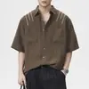Nova Tendência Americana Primavera/Verão 2026 Estilo Bordado Simples Lyocell Manga Curta Camisa Moda Versátil