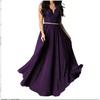 Vestido Europeo y Americano Transfronterizo Webmaster Independiente Malla Encaje de Gama Alta Atmosférico Cuello en V Sin Mangas Banquete de Bodas Vestido de Dama de Honor