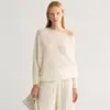 Suéter de Punto de Lana Jacquard Bordado con Hombro Asimétrico de Diseño Irregular para Mujer, Nuevo Suéter de Moda para Mujer Otoño 2026