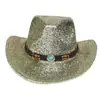 Nuevo sombrero de vaquero western dorado para mujer, sombrero de lana para escenario, sombrero de comercio exterior, sombrero de fiesta para hombres y mujeres, sombrero festivo transfronterizo al por mayor