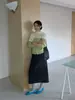 Cárdigan de Punto Grueso de Lana de Alpaca Acme para Mujer, Otoño Cuello Redondo de un Solo Botón Holgado Abrigo Suéter 22100