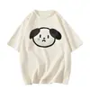 Camiseta de algodón puro estilo retro japonés, divertida, linda, de cachorro, manga corta para mujer, top de estudiante estilo Hong Kong para verano