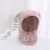 Gorro para niños para otoño e invierno, conjunto unisex de gorro y bufanda para niños, máscara facial protectora a prueba de viento, protección para las orejas, gorro de felpa para ponerse