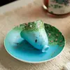 Taza de Té de Cerámica Estilo Pintura al Óleo Pintada en Azul y Blanco Sauce y Golondrina Susurrando Juego de Té Kung Fu Taza de Té para el Hogar Taza de Aroma