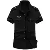 Camisa Casual Resistente para Hombre de Verano 2019 Ropa de Trabajo Estilo Rudo para Exteriores Talla Grande Camisa Militar de Trabajo Hombrera 100% Algodón Camisa Juvenil de Manga Corta para Hombres
