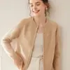 Nuevo Estilo Cardigan de Cachemir de Hilo de Punto para Mujer Engrosado Cremallera Corta Manga de Hombro de Silla Casual Suéter de Punto Holgado Simple